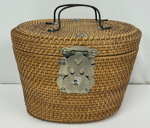Vintage teapot wicker basket - vintage,
