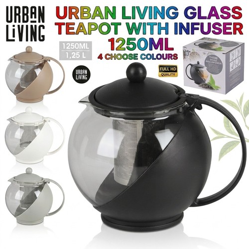 1250ml glass teapot - glass, steel