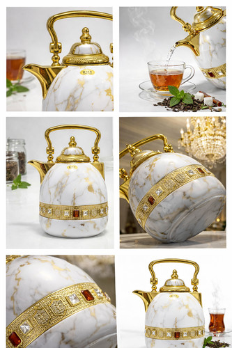 White marble chai teapot - chai,