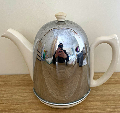 Vintage white ceramic teapot - white,